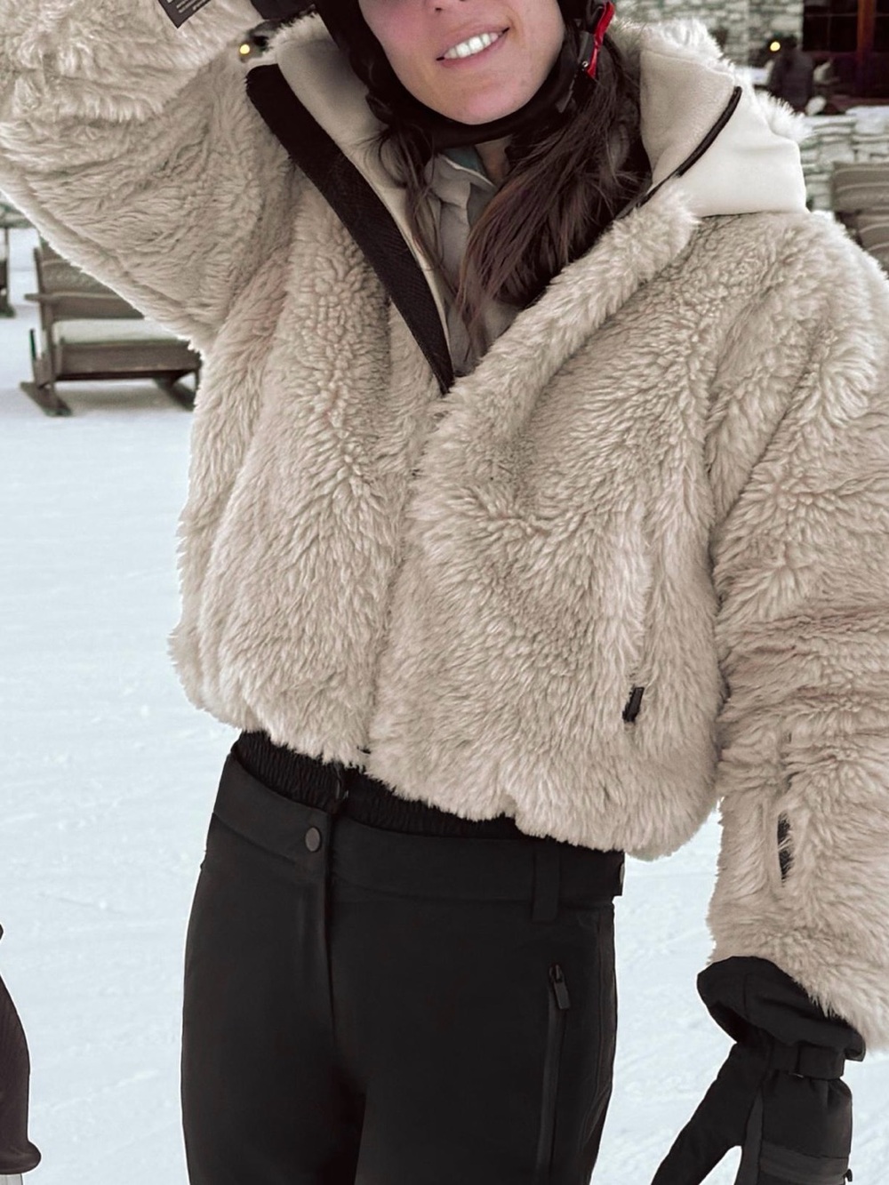 NWT ZARA SHORT FAUX FUR HOODIE RECCO® TECHNOLOGY SKI COLLECTION SIZE S